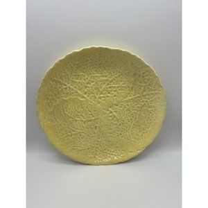 Vintage Majolica Cabbage Leaf Yellow 8" Salad Plate Erphila Germany
